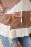 Color Block Drawstring Half Button Hoodie - Trendsi - Flyclothing LLC