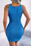 Decorative Button Sleeveless Cable-Knit Dress - Flyclothing LLC