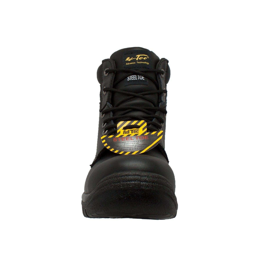 AdTec Mens 6 inch Steel Toe Work Boot Black - AdTec - Flyclothing LLC