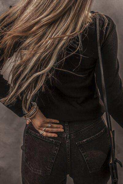 V-Neck Half Button long Sleeve T-Shirt - Trendsi - Flyclothing LLC