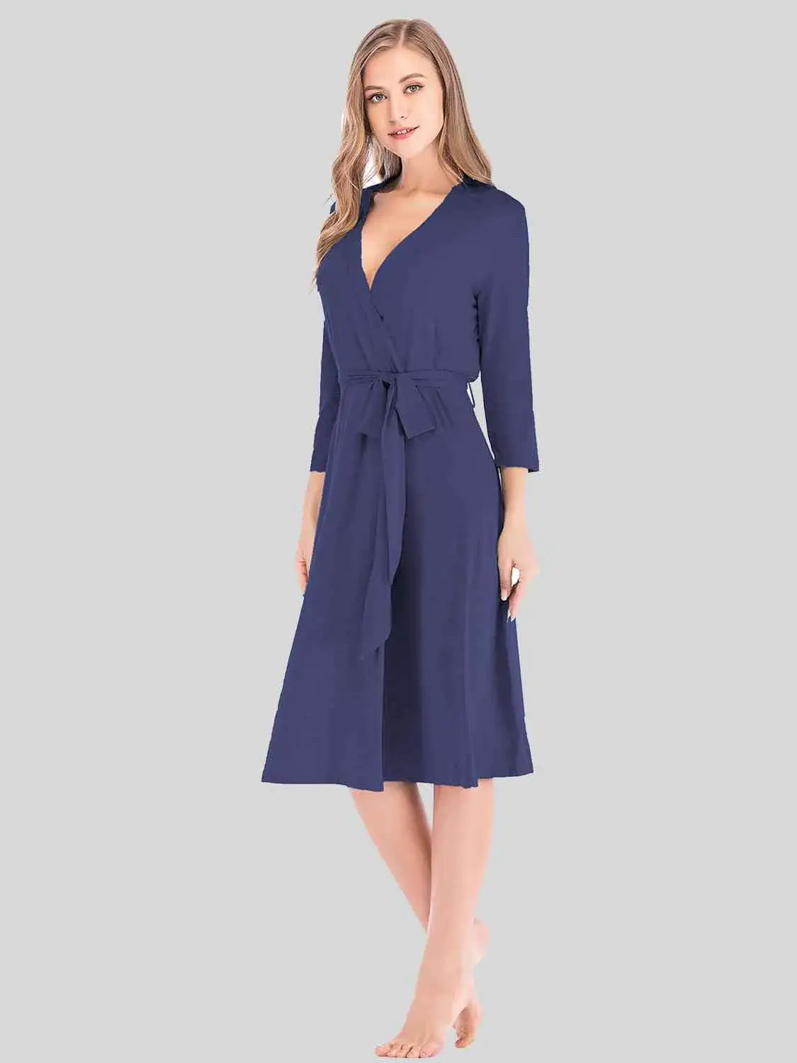 Plunge Tie Front Night Dress - Trendsi - Flyclothing LLC