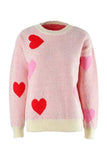 Heart Round Neck Droppped Shoulder Sweater - Trendsi - Flyclothing LLC