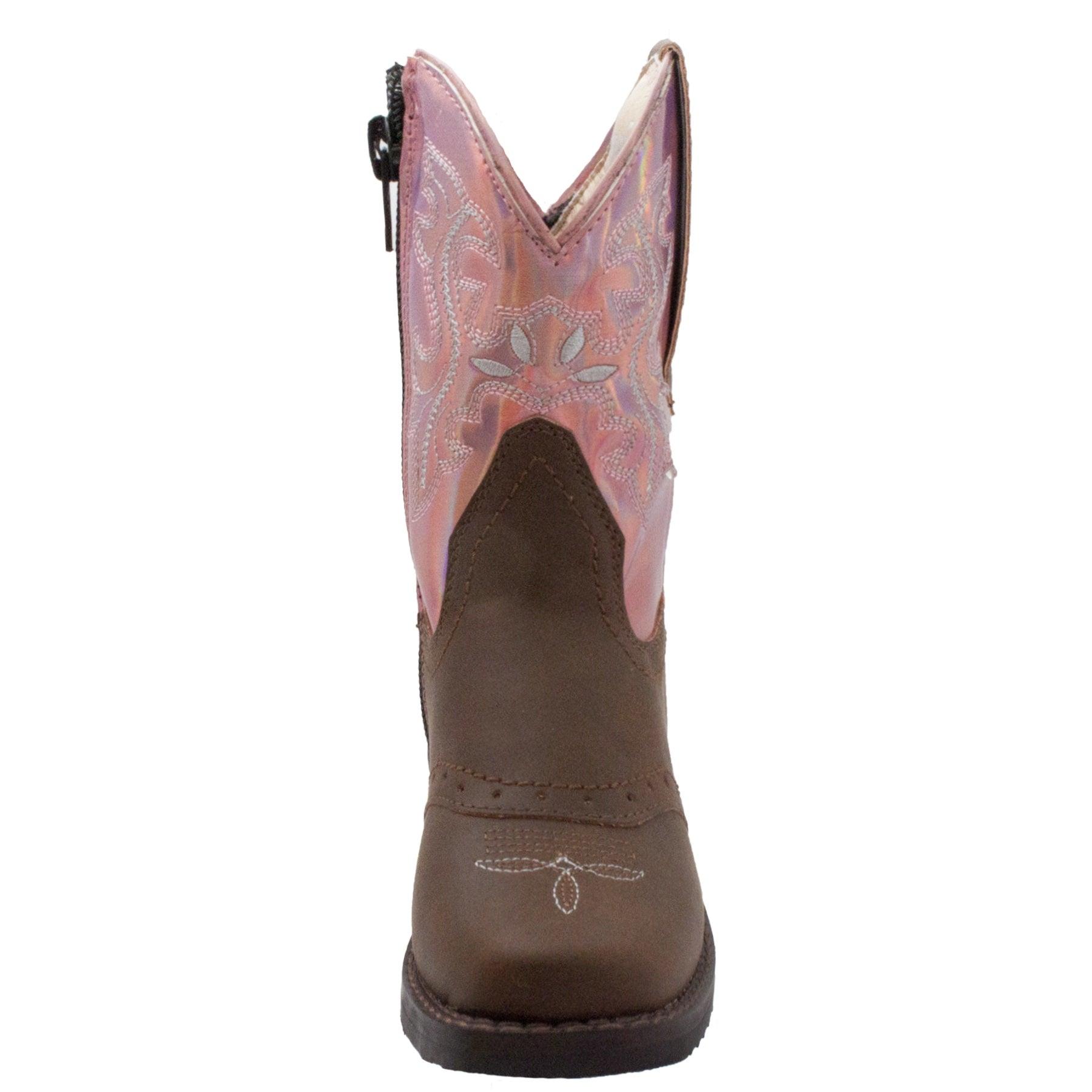 Case IH Toddler's Western Light Up Boot Brown/Pink - Flyclothing LLC