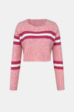 Cable-Knit Striped Dropped Shoulder Sweater - Trendsi - Flyclothing LLC