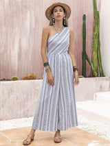 Printed Single Shoulder Sleeveless Jumpsuit - Trendsi - Flyclothing LLC