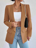 Shawl Collar Long Sleeve Blazer - Trendsi - Flyclothing LLC
