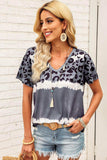 Leopard V-Neck Tee Shirt - Trendsi - Flyclothing LLC