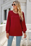 Round Neck Long Sleeve Top - Trendsi