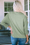 Round Neck Three-Quarter Sleeve Top - Trendsi - Flyclothing LLC