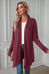 Open Front Long Sleeve Cardigan - Trendsi