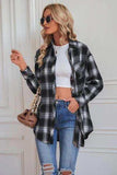 Plaid Button Up Dropped Shoulder Outerwear - Trendsi - Flyclothing LLC