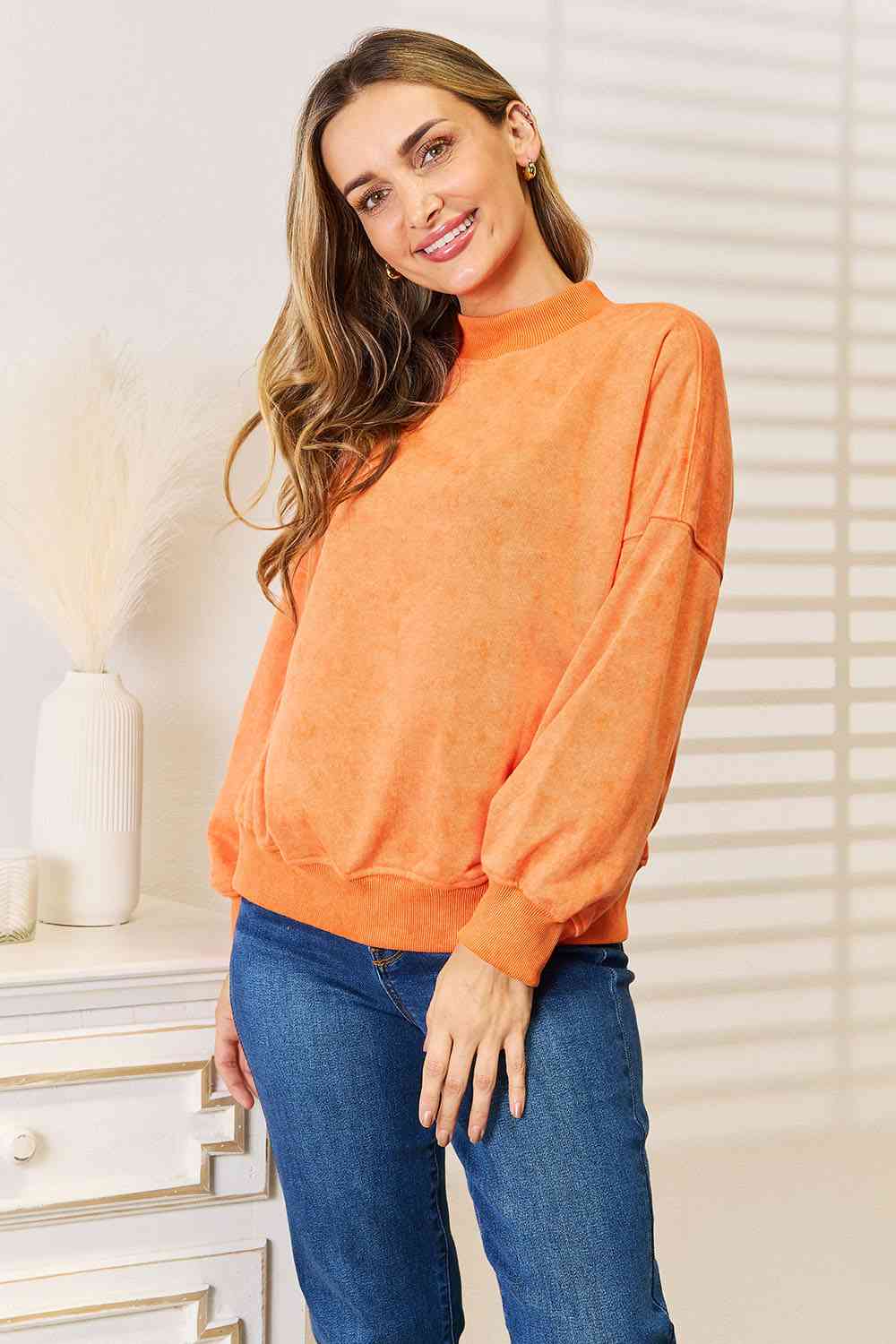 Basic Bae Round Neck Dropped Shoulder Sweatshirt - Trendsi - Flyclothing LLC