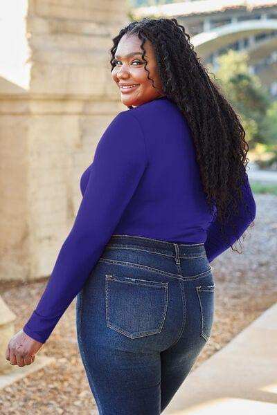 Basic Bae Full Size Round Neck Long Sleeve Bodysuit - Trendsi - Flyclothing LLC