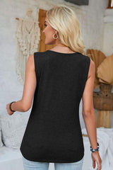 Lace Detail V-Neck Tank - Trendsi - Flyclothing LLC