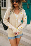 Daisy Pattern Button Front Cardigan - Trendsi - Flyclothing LLC