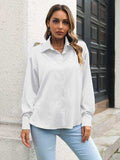 Button Up Collared Neck Long Sleeve Shirt - Trendsi - Flyclothing LLC