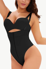 Full Size Adjustable Strap Zip-Up Shaping Bodysuit - Trendsi