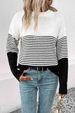 Striped Drop Shoulder Sweater - Trendsi