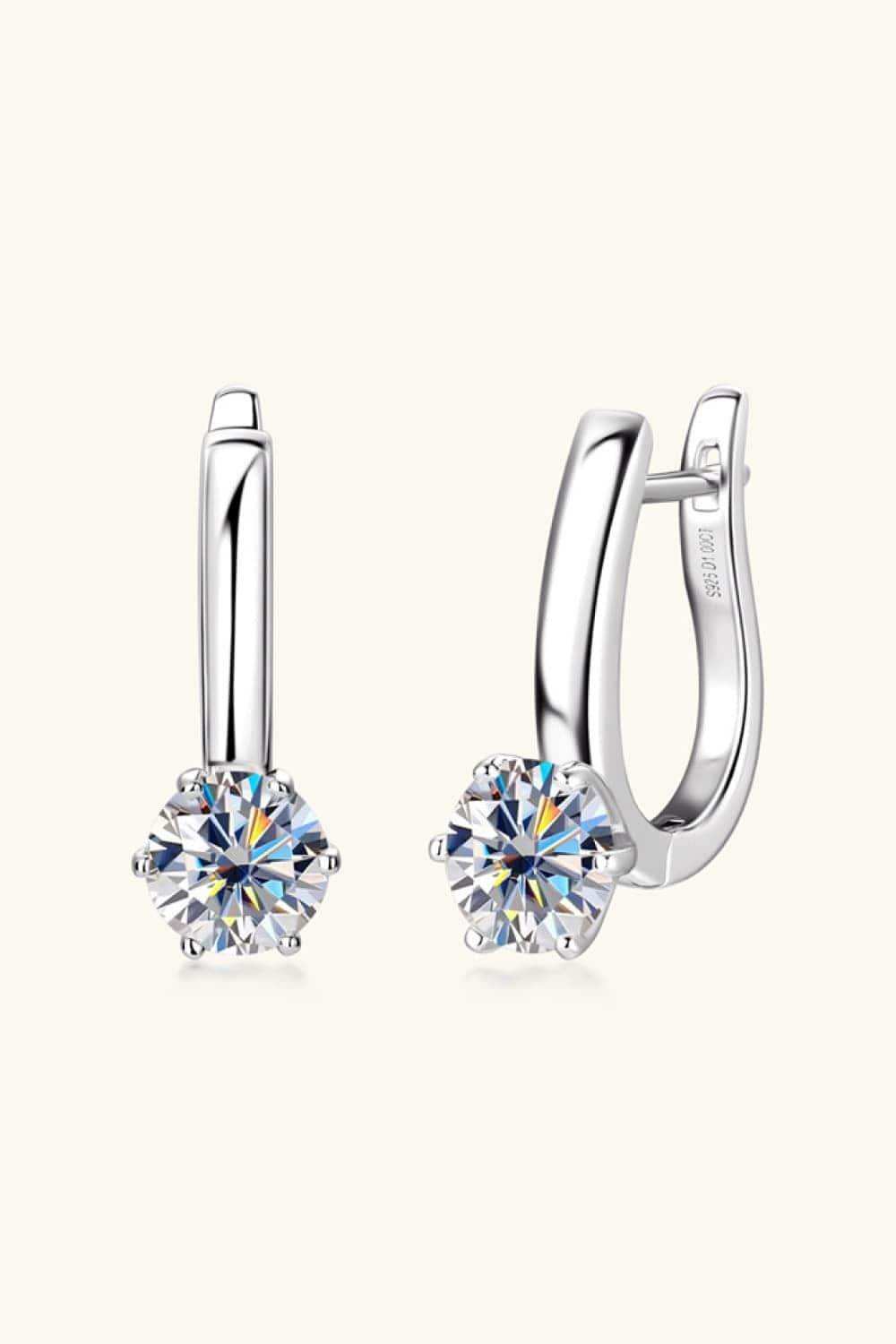 2 Carat Moissanite 925 Sterling Silver Earrings - Trendsi - Flyclothing LLC