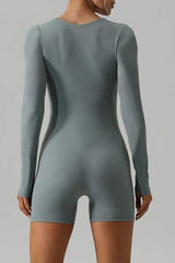 Square Neck Long Sleeve Active Romper - Trendsi - Flyclothing LLC