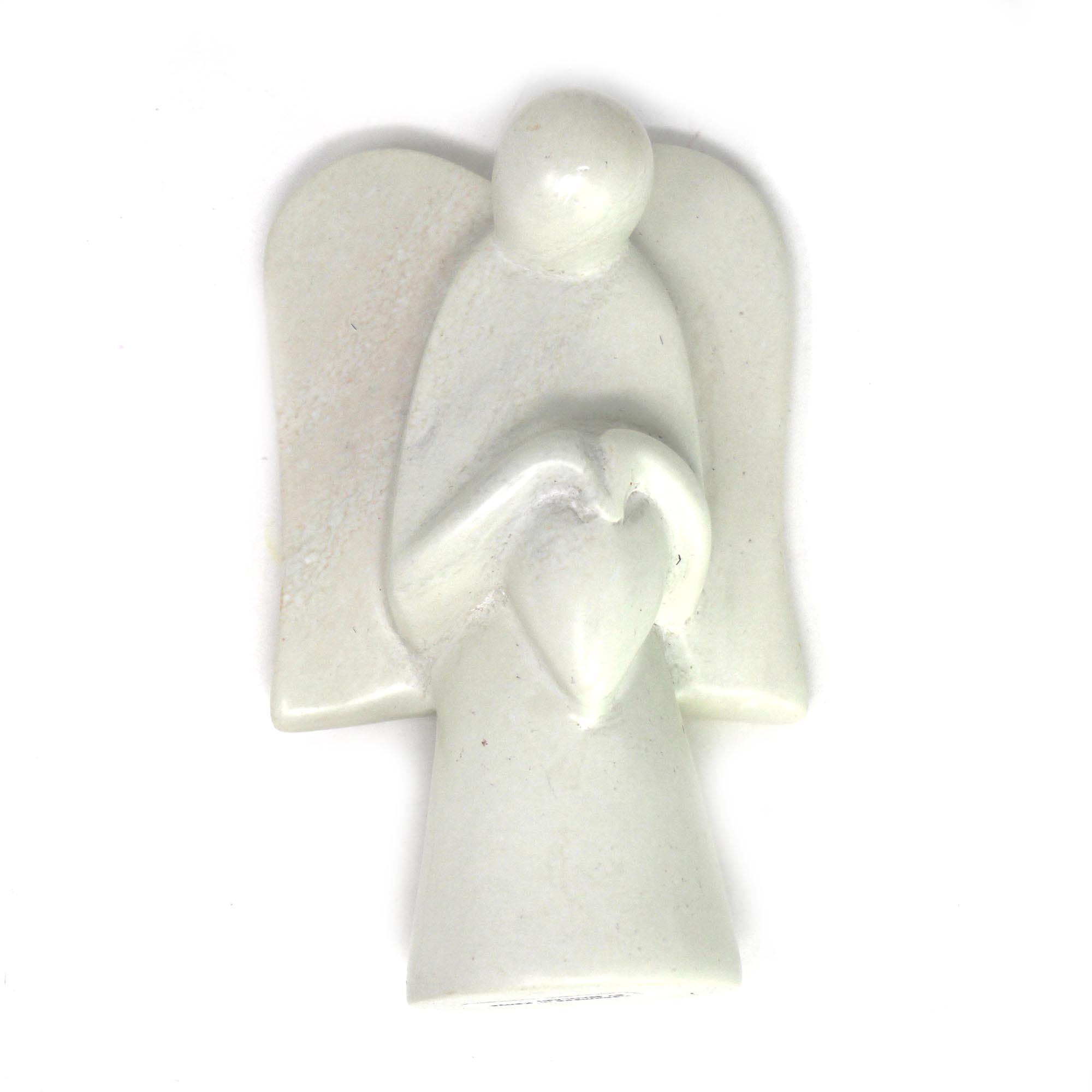 Angel Soapstone Sculpture Holding Heart - SMOLArt