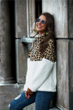 Leopard Color Block Half-Zip Collar Teddy Sweatshirt - Trendsi