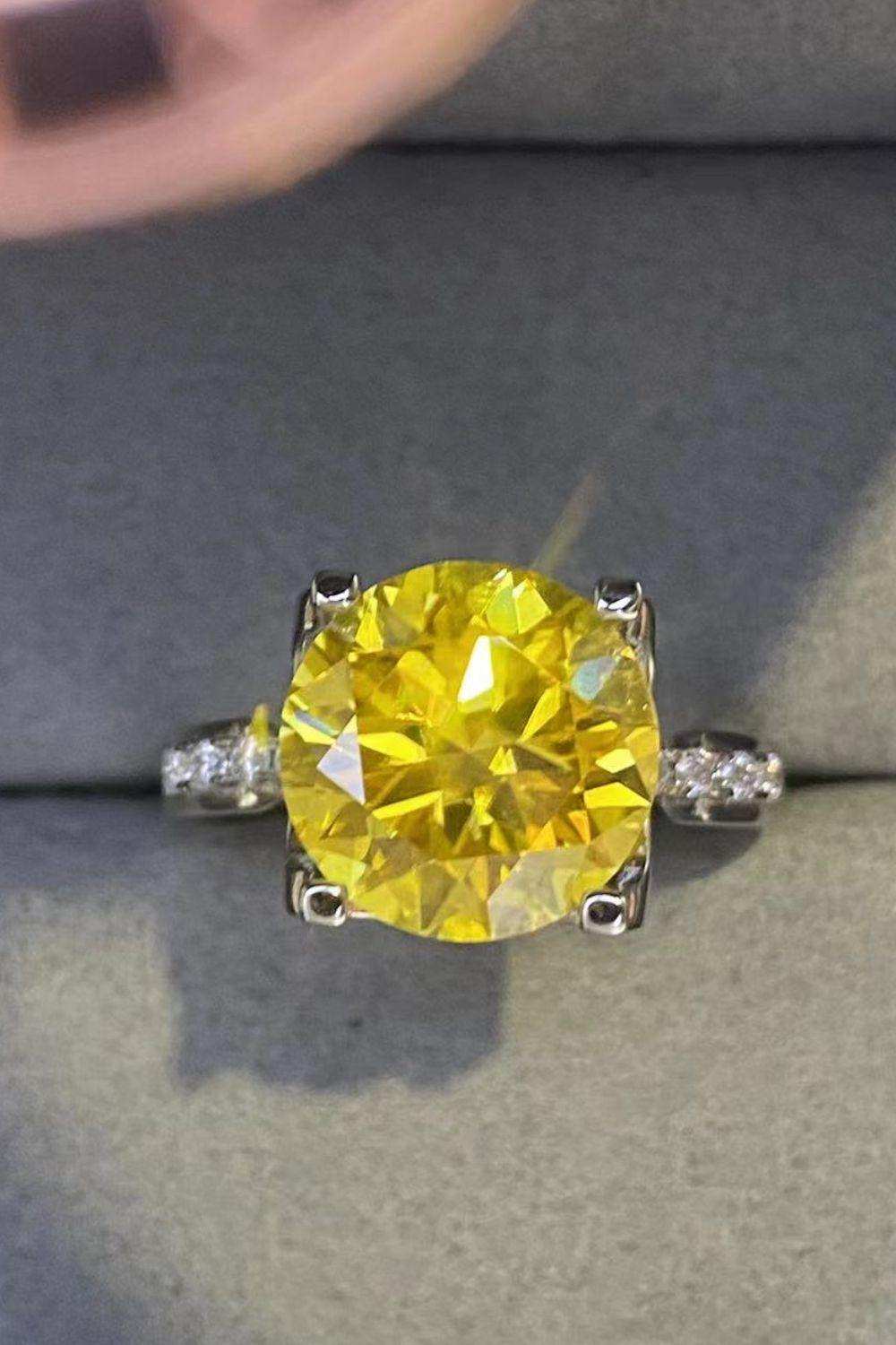 5 Carat Moissanite 925 Sterling Silver Ring in Banana Yellow - Trendsi - Flyclothing LLC