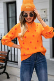 Polka Dot Round Neck Dropped Shoulder Sweater - Trendsi - Flyclothing LLC