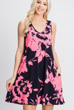 Heimish Full Size Floral V-Neck Tank Dress with Pockets - Trendsi