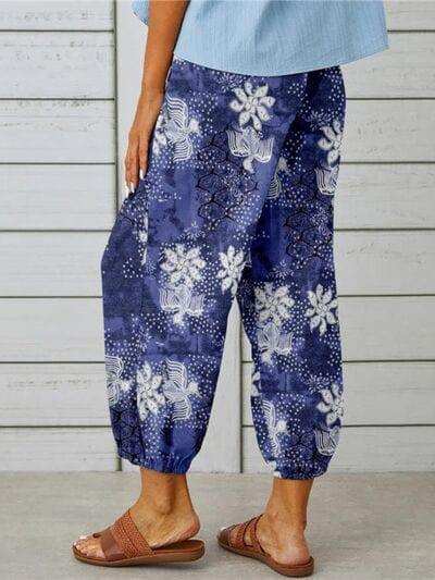 Printed Tied Cropped Pants - Trendsi - Flyclothing LLC