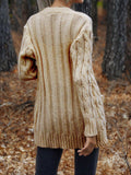 Cable-Knit Button Down Cardigan - Trendsi - Flyclothing LLC