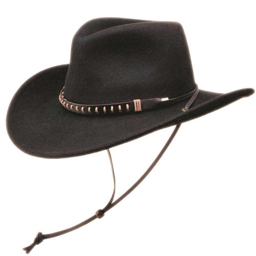 Black Creek Black 100 Percent Crushable Wool 3 1/4 Brim Black Chincord Hat - Black Creek