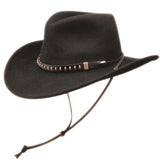 Black Creek Black 100 Percent Crushable Wool 3 1/4 Brim Black Chincord Hat - Black Creek