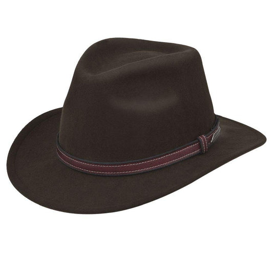 Black Creek Black Olive 100 Percent Crushable Wool Dimensional Brim Hat - Black Creek