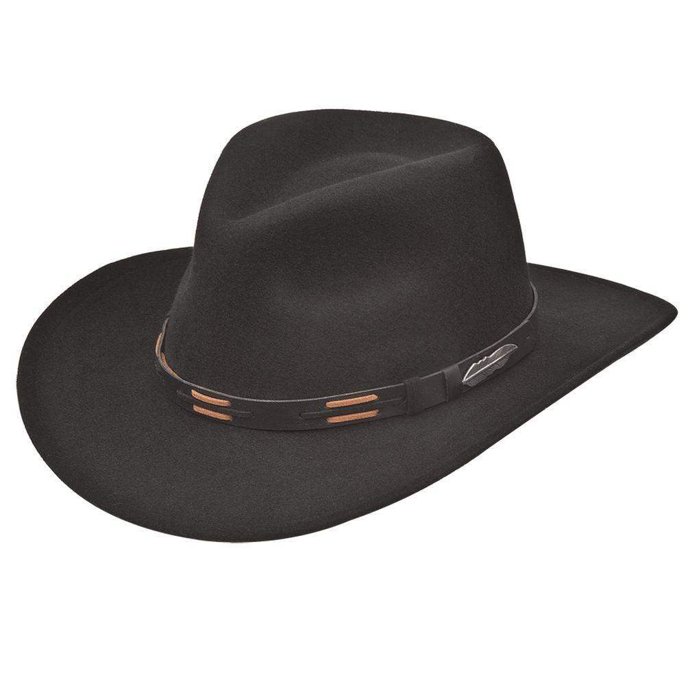 Black Creek Black 100 Percent Crushable Wool 3 1/4 Brim Hat - Black Creek - Flyclothing LLC