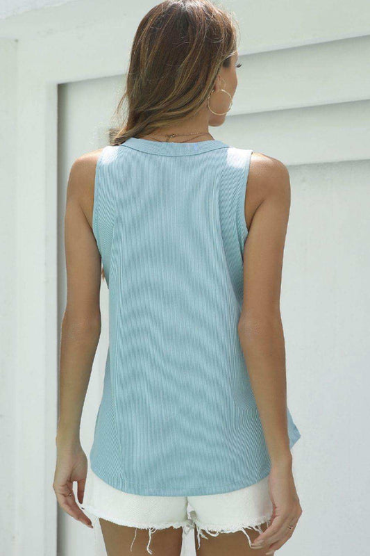 Basic V-Neck Tank - Trendsi - Flyclothing LLC