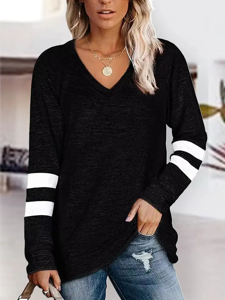 V-Neck Raglan Sleeve T-Shirt - Trendsi - Flyclothing LLC