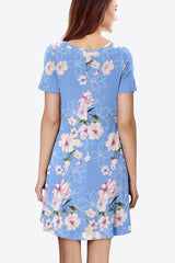 Floral Round Neck Short Sleeve Dress - Trendsi