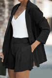 Longline Blazer and Shorts Set with Pockets - Trendsi - Flyclothing LLC