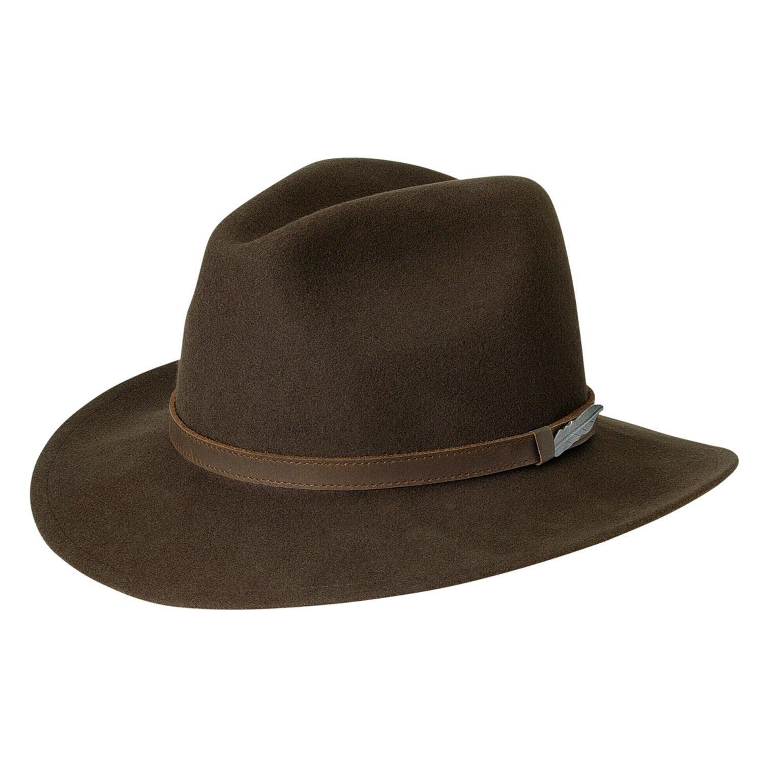 Black Creek Fall Brn 100 Percent Crushable Wool 3 inch Brim Leather Band Hat - Flyclothing LLC