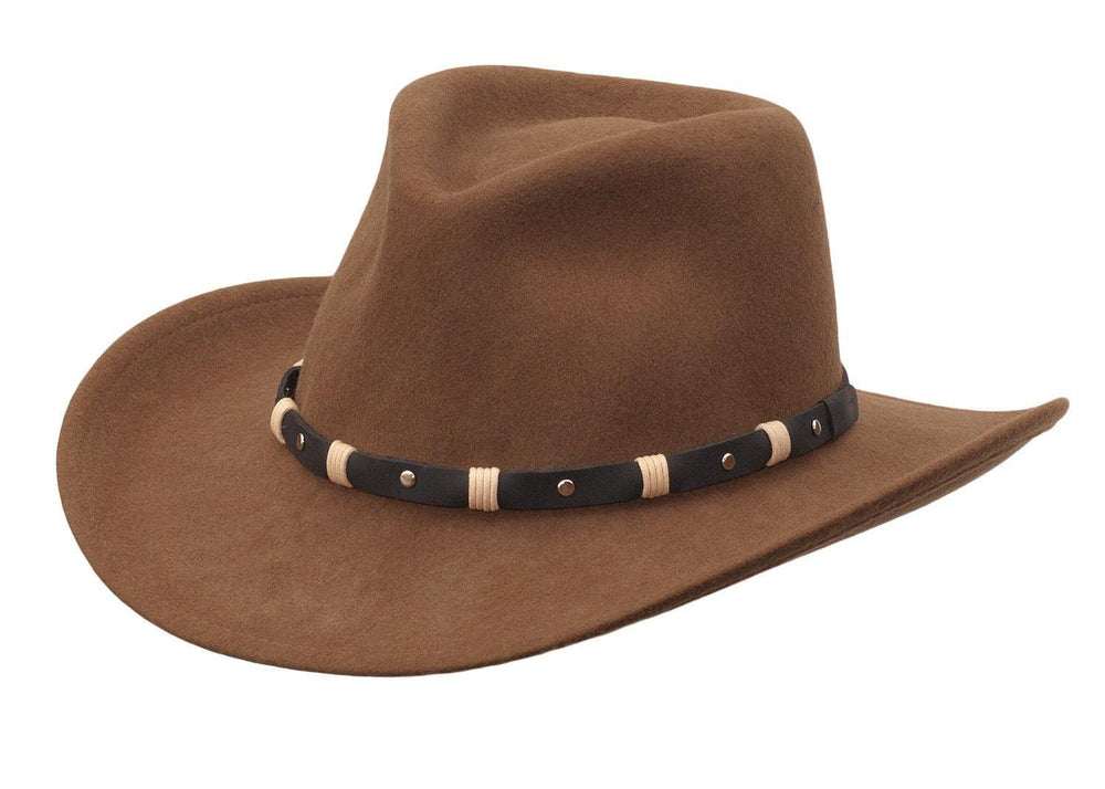 Black Creek Acorn 100 Percent Crushable Wool 3 1/4 Brim Leather Band Hat - Black Creek