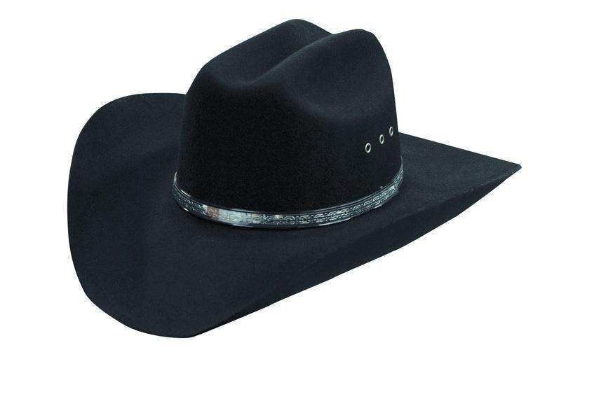 Silverado 100% Wool Felt Cattleman Crown Eyelets 4 Brim Black - Silverado - Flyclothing LLC