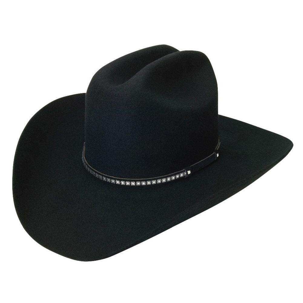 Silverado 100% Wool Felt Cattleman Crown 4 Brim Fancy Band Black - Silverado - Flyclothing LLC