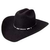 Silverado 100% Wool Felt Cattleman Crown 4 Brim Satin Lining Fancy Band Black - Silverado
