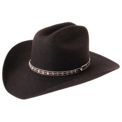 Silverado 100% Wool Felt Cattleman Crown 4 Brim Rhinestone Fancy Band Black - Flyclothing LLC