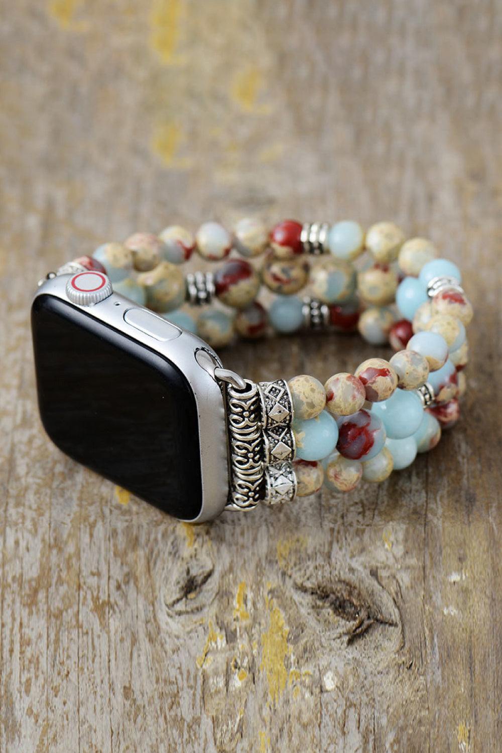 Synthetic Imperial Jasper Beaded Watchband Bracelet - Flyclothing LLC