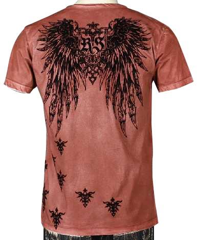 Rebel spirit Crystal Wash Wings T-Shirt (Red) - Flyclothing LLC