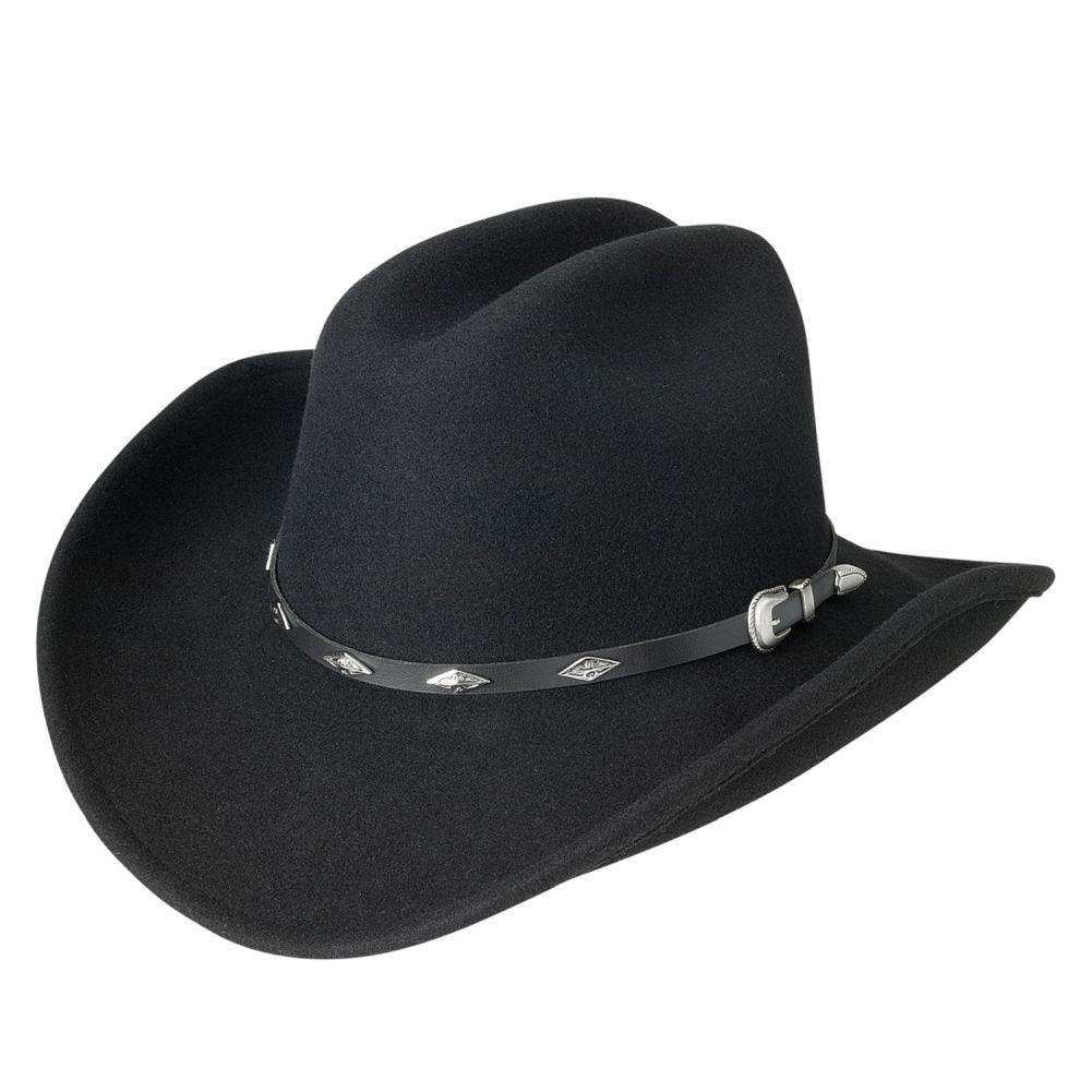 Silverado 100% Crushable Wool Cattleman Crown 3 1/2 Bend-A-Brim Black - Silverado - Flyclothing LLC