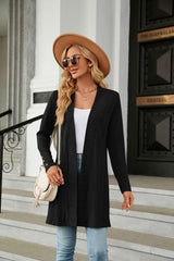 Long Sleeve Open Front Cardigan - Trendsi