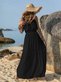 V-Neck Tie Shoulder Crochet Maxi Dress - Trendsi - Flyclothing LLC